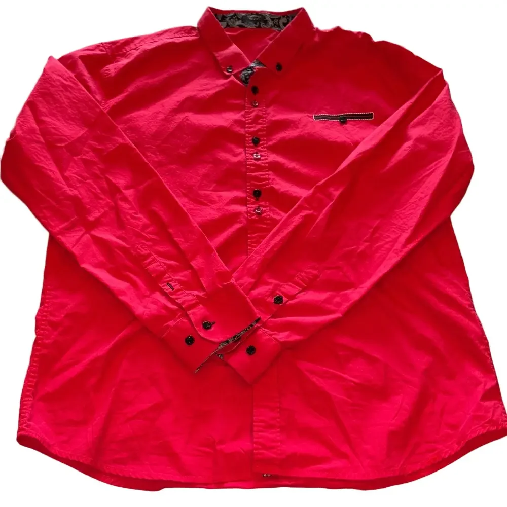 Coofandy Mens XL Red Long Sleeve Button Down Shirt